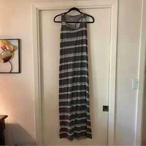 Mossimo Gray & White Striped Maxi Dress